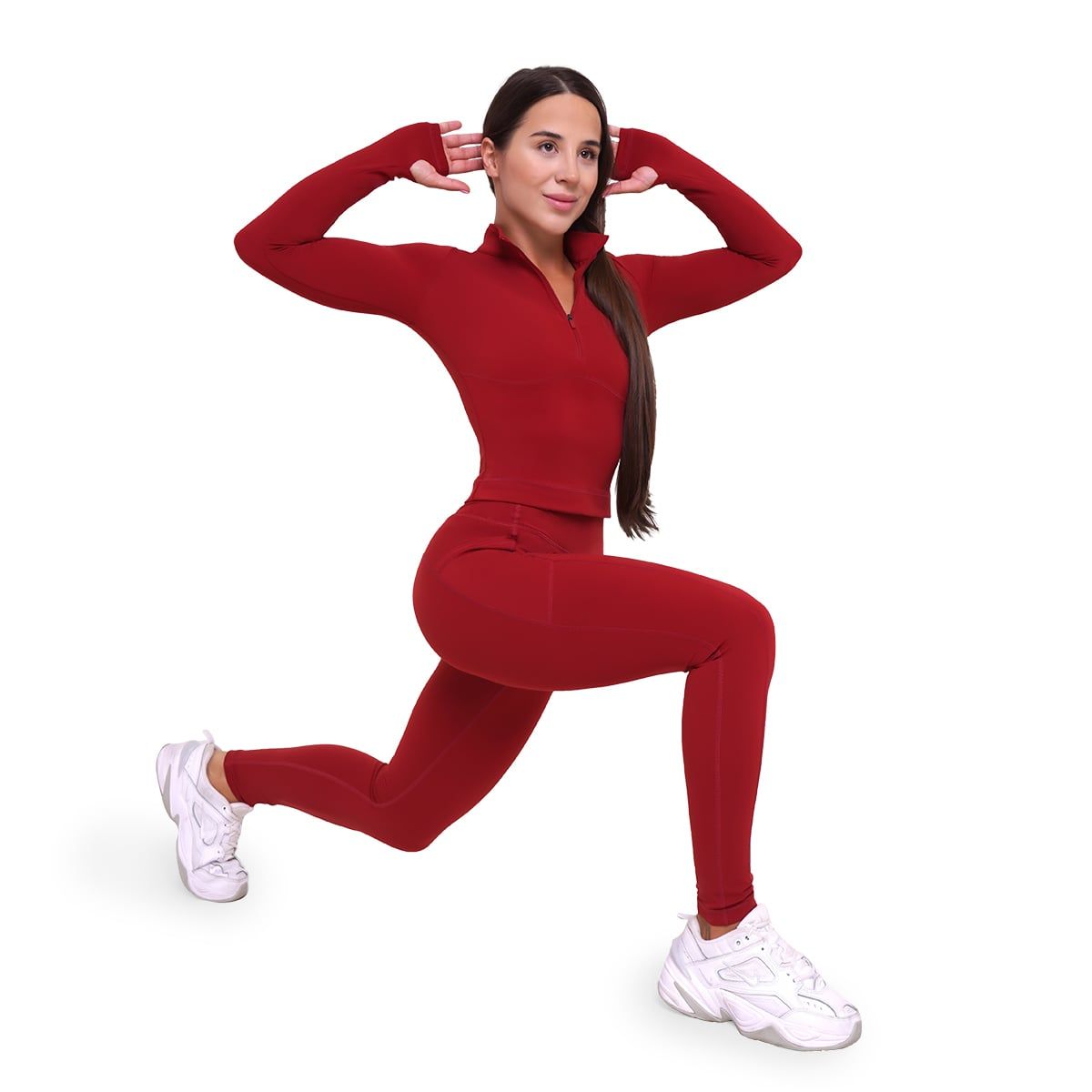 GymBeam Leggings Damen mit hoher Taille, Seitentaschen und Ignite Modell Dunkelrot