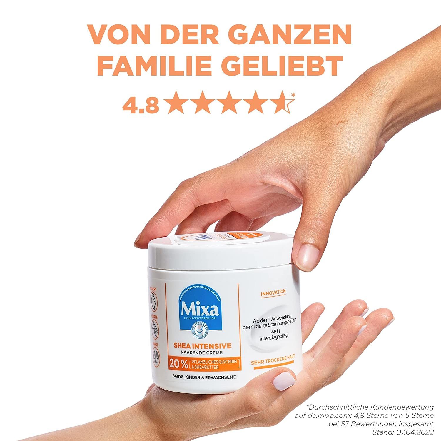 Mixa Intensive Nährende Creme mit 20% pflanzlichem Glycerin und Sheabutter für sehr trockene Haut