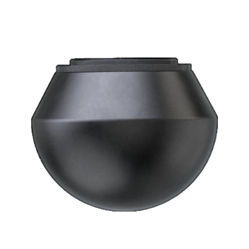 Schwarzer Massageball. Kegelförmig mit flacher Oberseite. Aus schwarzem Material.