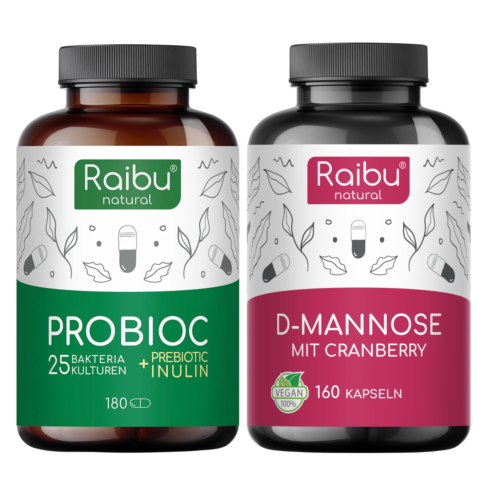 RAIBU Harnwege & Darmflora Duo - D-Mannose Cranberry + Probioc