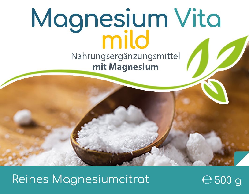 Magnesium Vita Mild: Nahrungsergänzungsmittel mit Magnesium. Reines Magnesiumcitrat, 500 g.