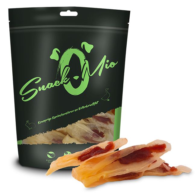 SnackOMio - knusprige Kaninchenohren an Entenbrustfilet