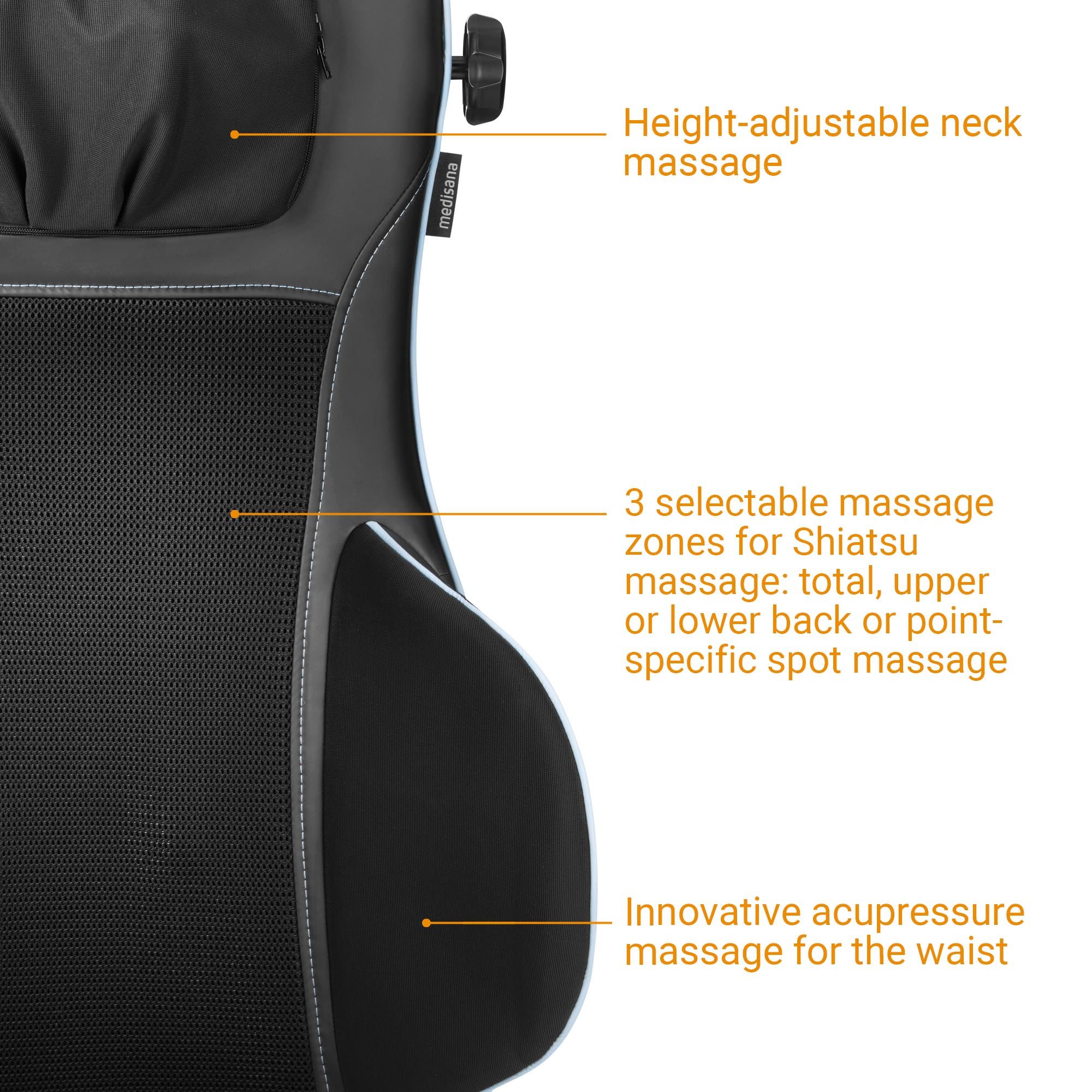 medisana MC 825 Shiatsu-Massagesitzauflage mit Nackenmassage, Wärmefunktion und Rotlichtfunktion