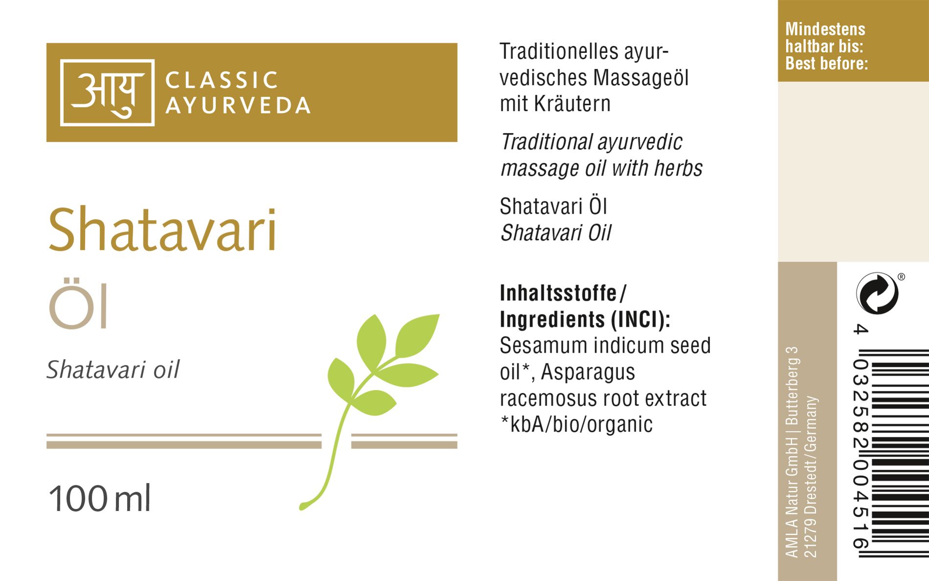 Classic Ayurveda - Shatavari Massageöl