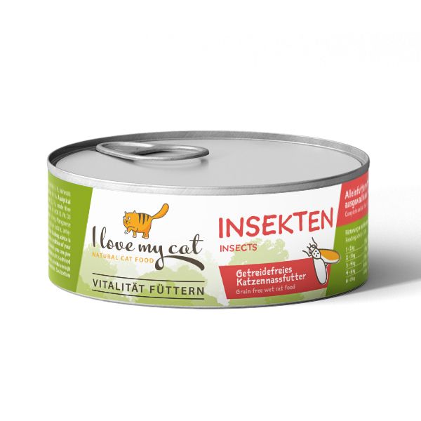 I love my cat Sparset für Katzen mit IBD - Nassfutter Insekten + Immun Pulver Jutebeutel 1,24 kg Set