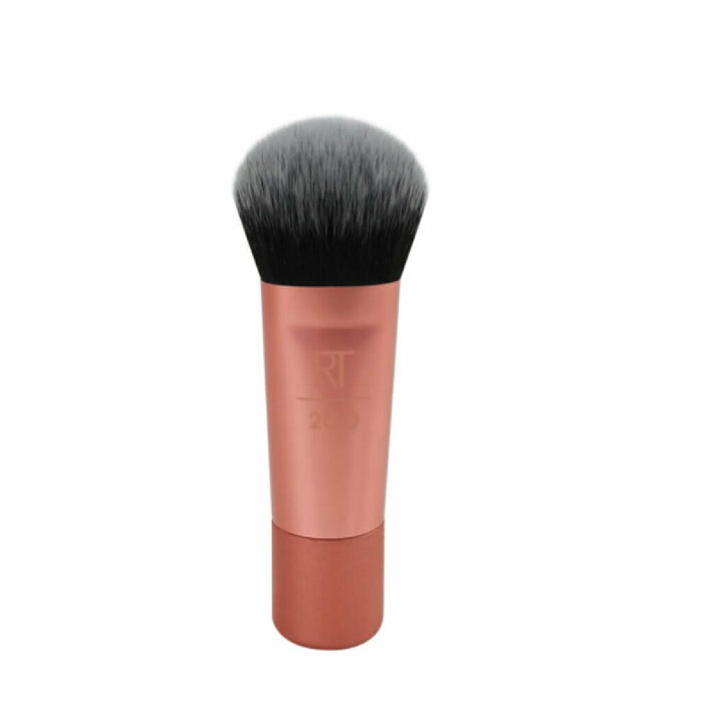 Mini Expert Face Brush. Rosafarbener Griff mit rosafarbenem Sockel. Schwarze und graue Borsten.