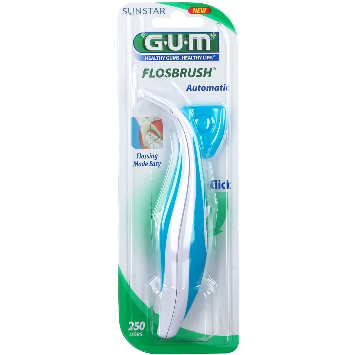 GUM® Flosbrush Automatic Halter mit 30m Zahnseide
