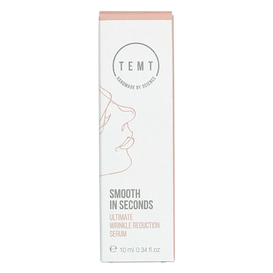 Verpackung mit Aufschrift TEMT und Smooth in Seconds. Enthält Serum. Mit 10 ml.