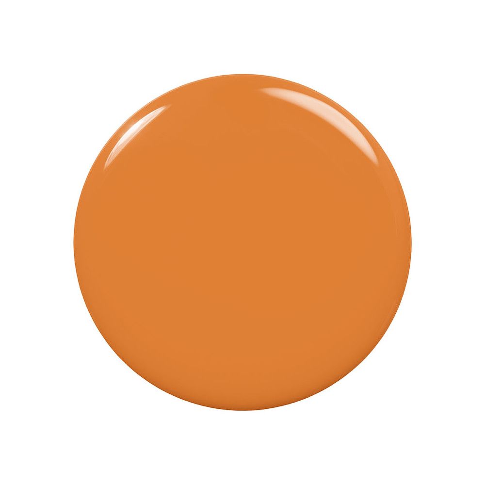 Kreisförmiger Nagellack-Fleck in Orange. Glänzende Oberfläche.