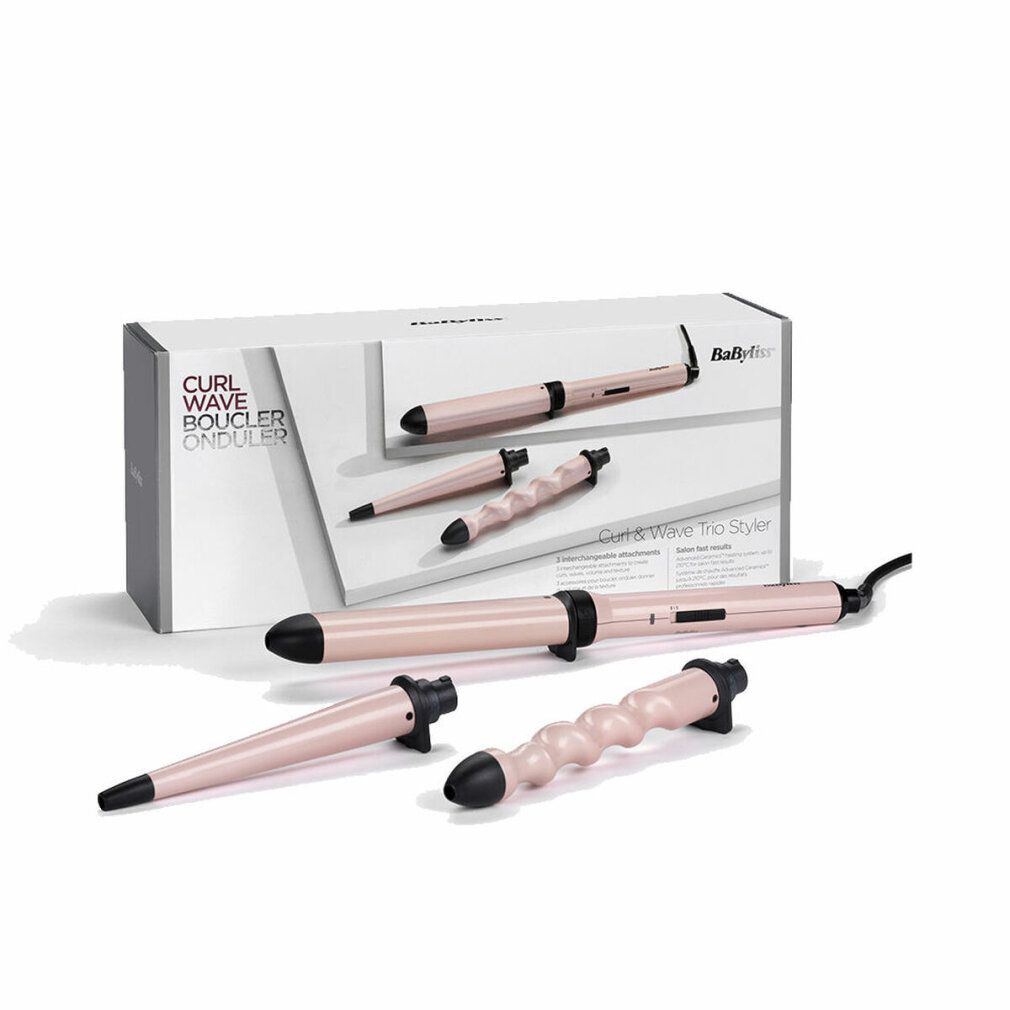 Lockenstab-Set. Vier Aufsätze in Rosa und Schwarz, mit Verpackung. Marke: BaByliss.