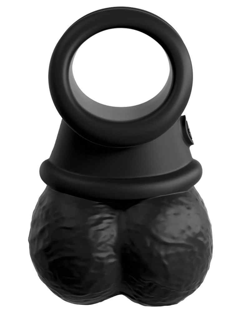 Schwarzes Wellness-Produkt mit Ring und zwei Kugeln. Aus Silikon.