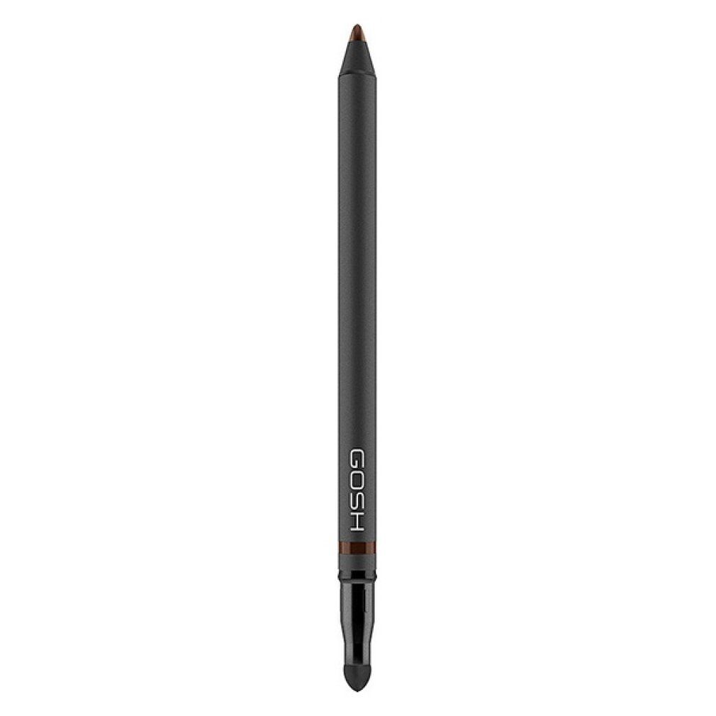 Brauner Gosh Infinity Eyeliner. Zylindrische Form mit spitzem Ende und Applikator. Marke GOSH sichtbar.
