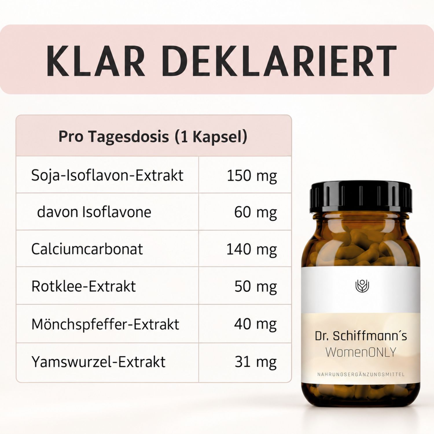 Heilnatura Dr. Schiffmann’s WomenOnly mit 60 mg Soja-Isoflavonen – 60 Kapseln