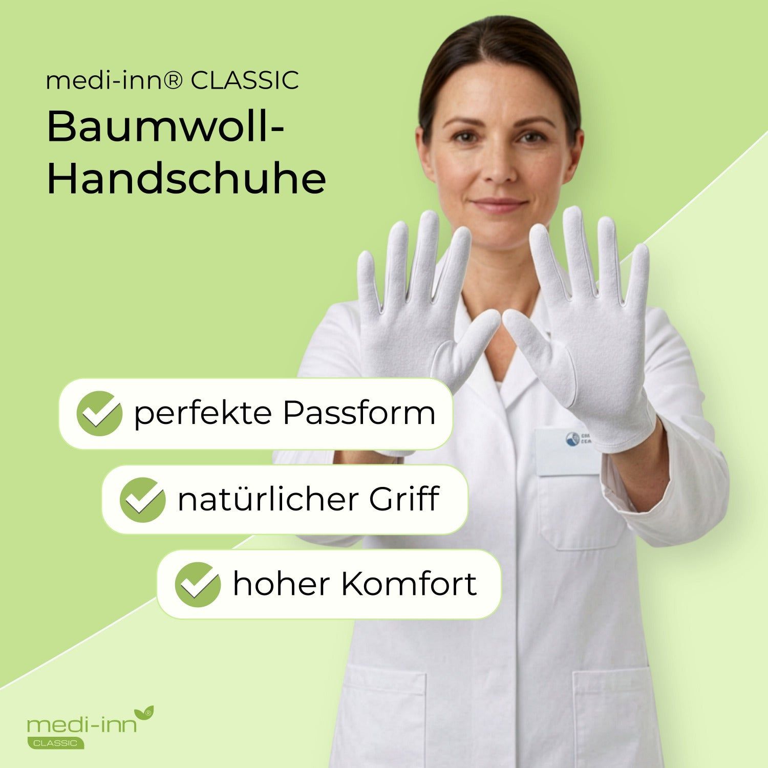 Medi-Inn Baumwollhandschuhe Trikot reinweiss atmungsaktiv