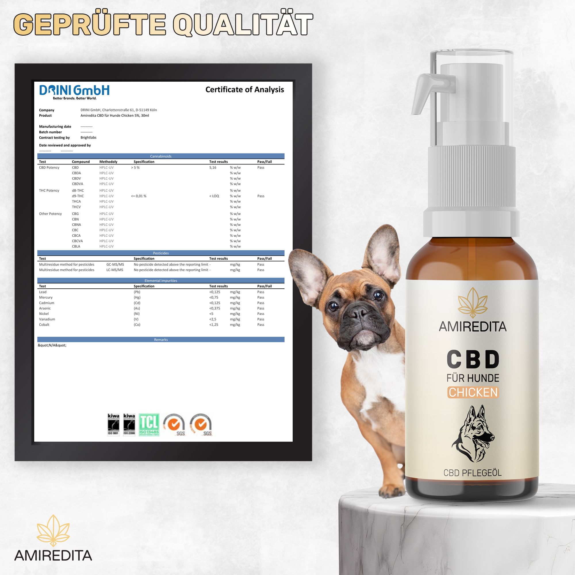 Amiredita CBD Öl Hunde 1500mg - Huhnaroma