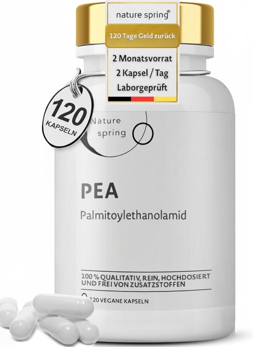 PEA Kapseln - Palmitoylethanolamid in hochreiner Qualität mit 600 mg pro Kapsel 120 Pc