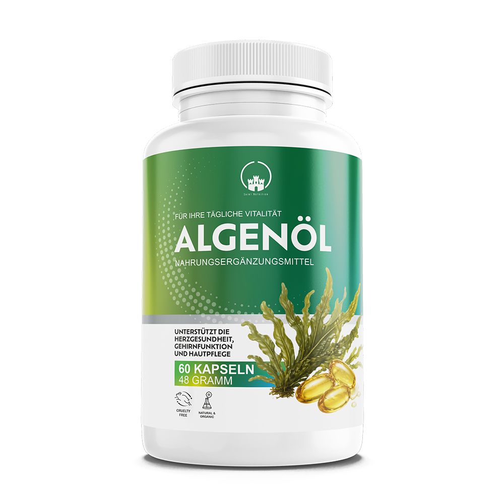 Saint Nutrition® Algenöl Kapseln 600mg | Vegan mit hochwertigem Omega 3 Fettsäuren DHA + EPA 1 St