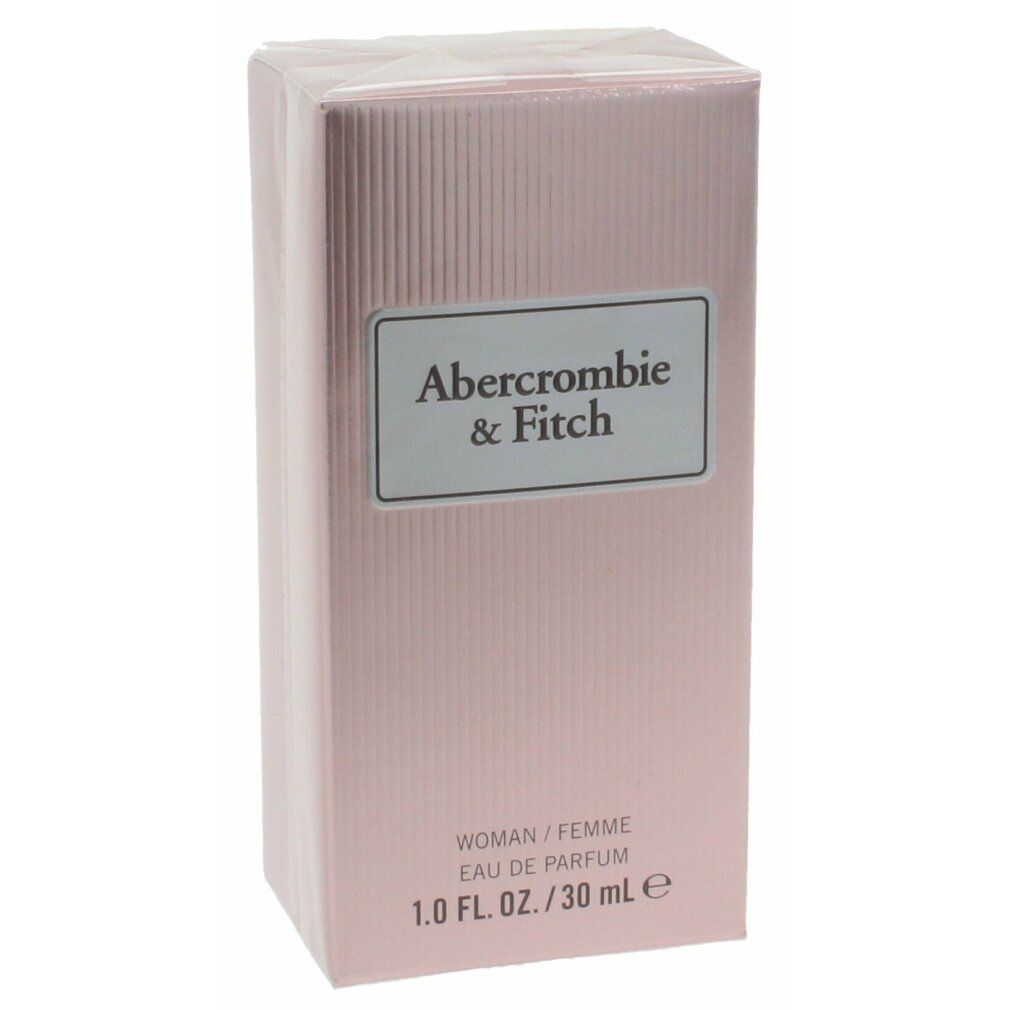 Rosa Verpackung. Aufschrift: Abercrombie & Fitch, Woman, Eau de Parfum.