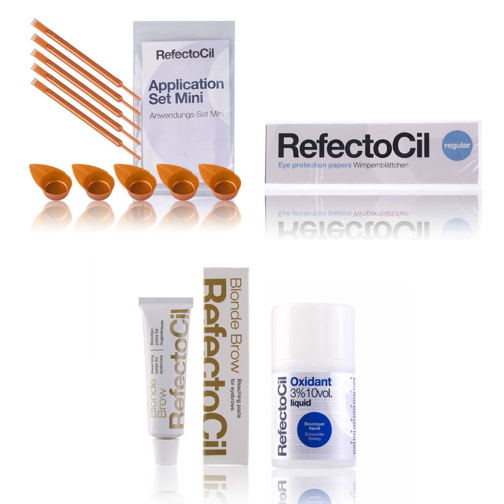 Refectocil Blondierpaste Blonde Brow & Oxidant flüssig 3% Wimpernblättchen Mini-Anwendungs Set 15 ml Creme