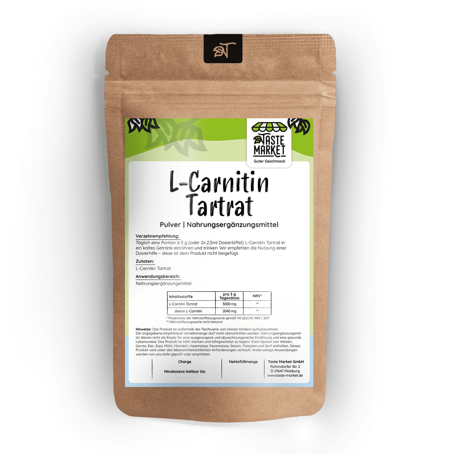 Taste Market L-Carnitin Tartrat 2 kg Pulver