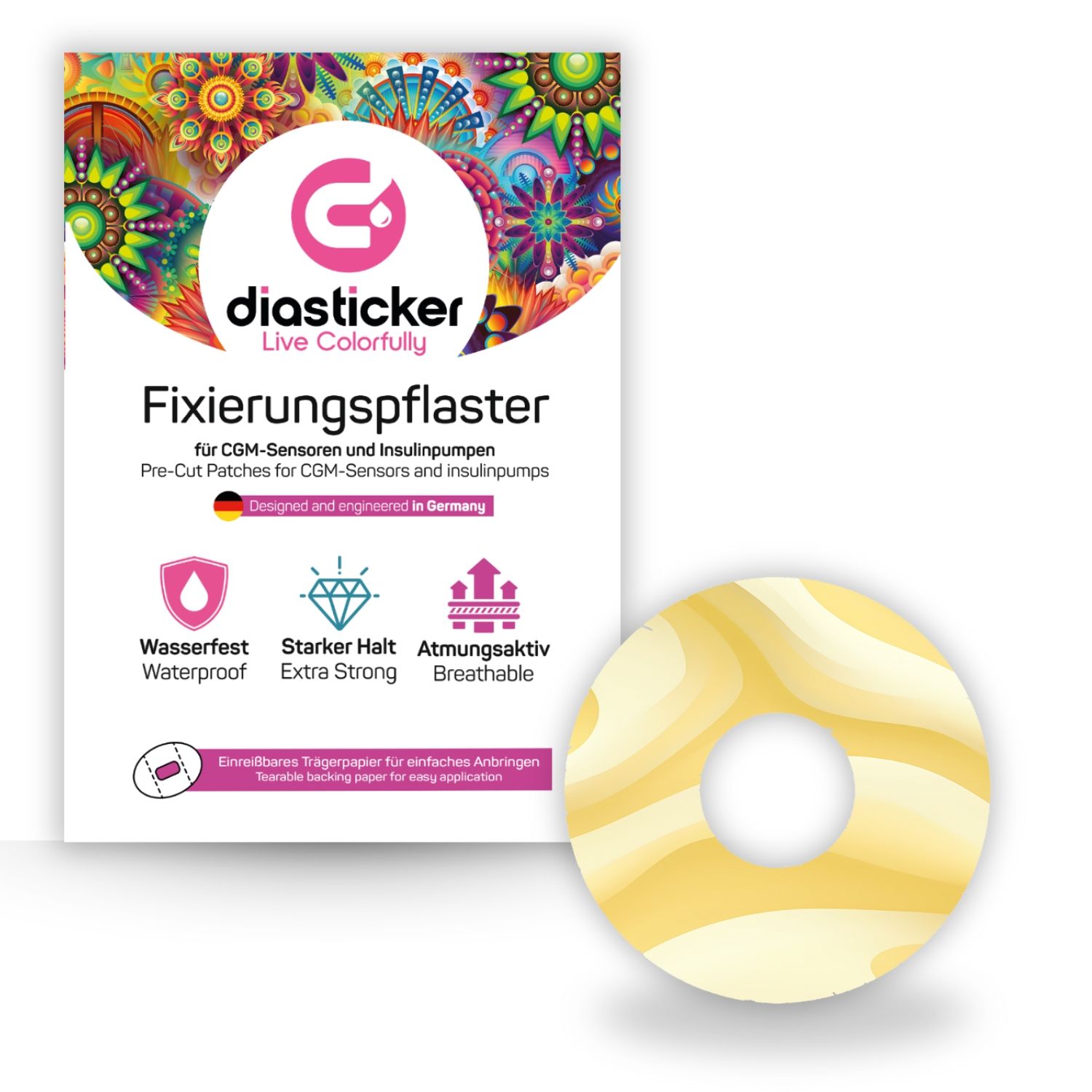 Diasticker® FreeStyle Libre 3 / 3 Plus Fixiertapes "Buttercream"