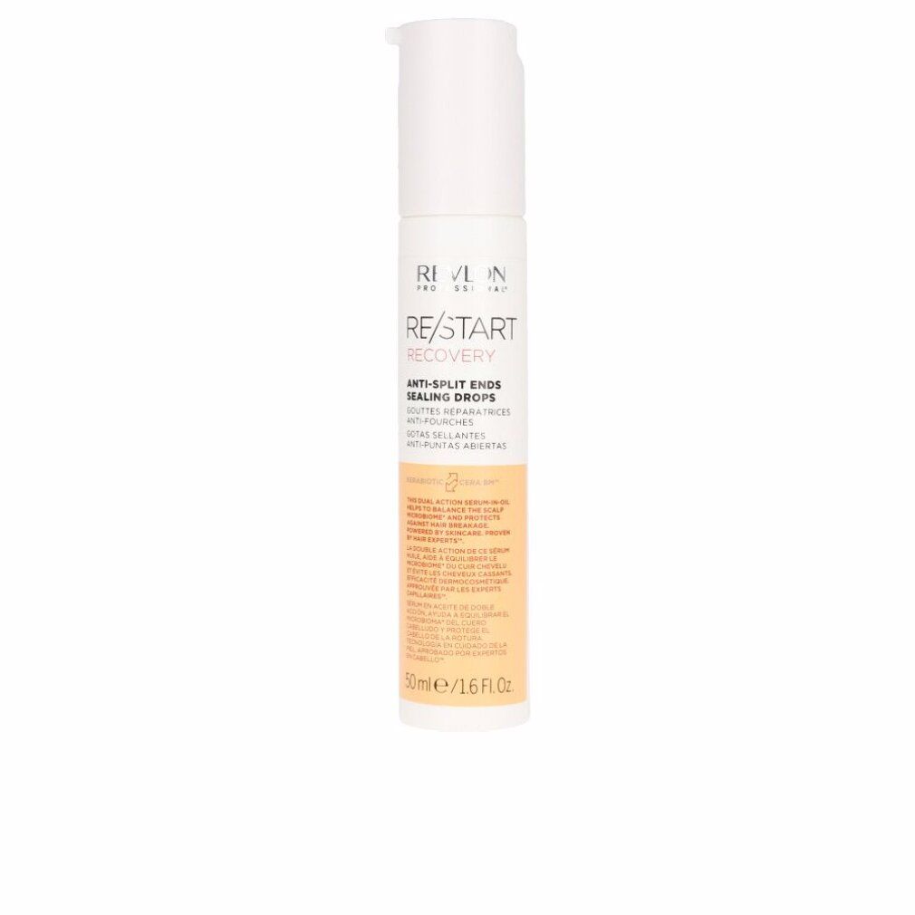 Weiß-beiger Behälter mit Produkttext: RE/START Recovery Anti-Split Ends Sealing Drops. 50ml.