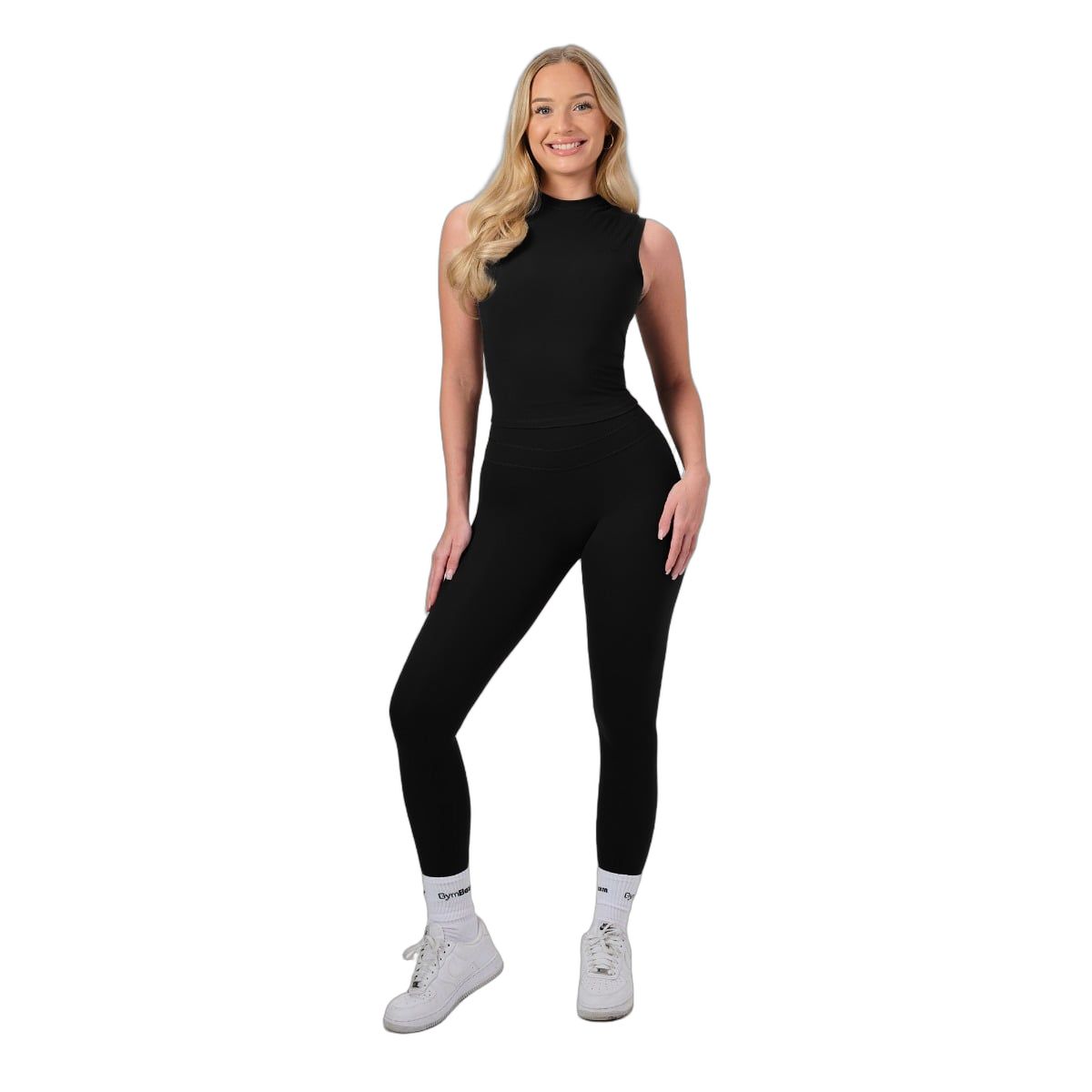 GymBeam Leggings Damen mit hoher Taille und ohne Frontnaht, Schwarz