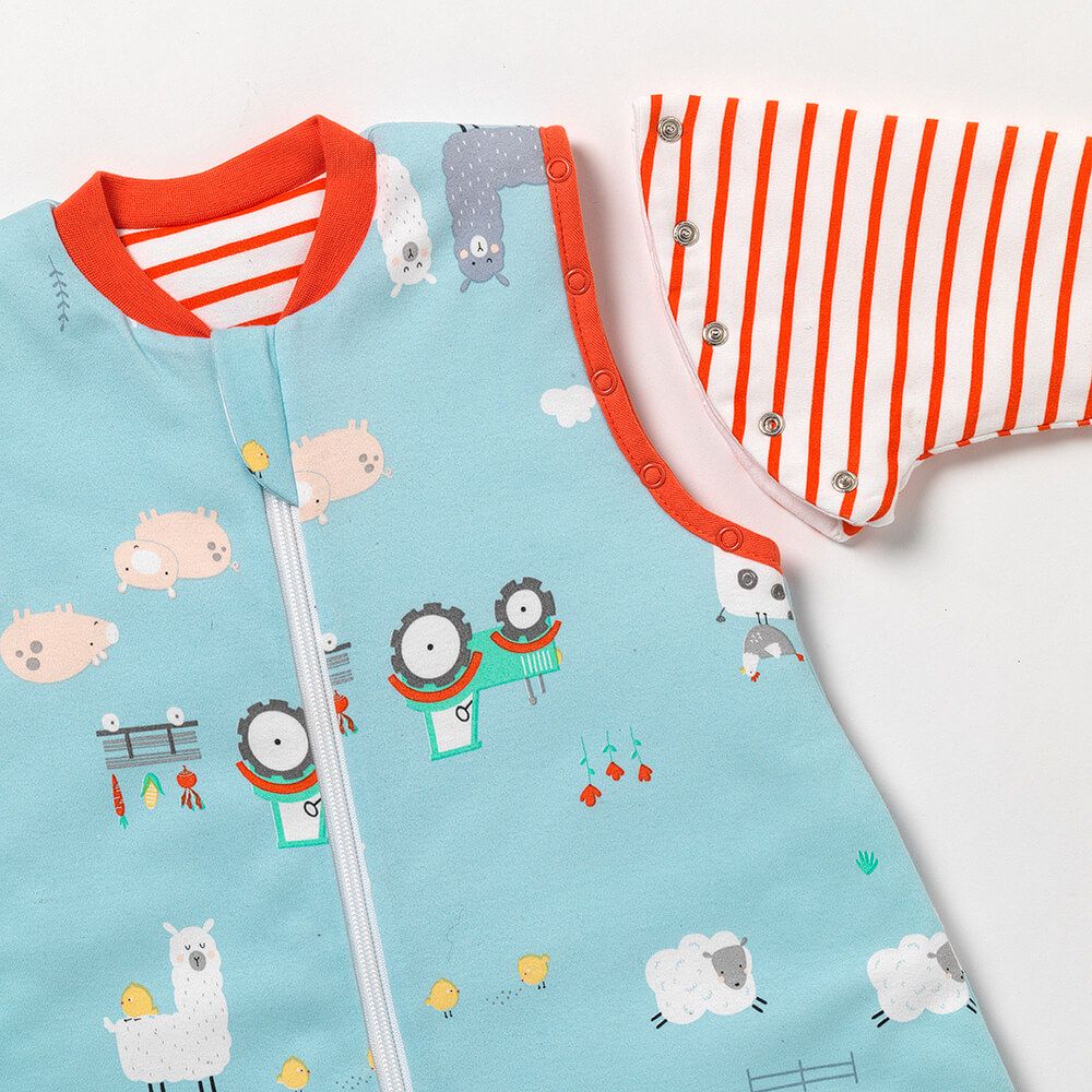 schlummersack Kinder Schlafsack ganzjährig 100% Bio-Baumwolle 2.5 Tog 3-6 Jahre 130 cm Bauernhof