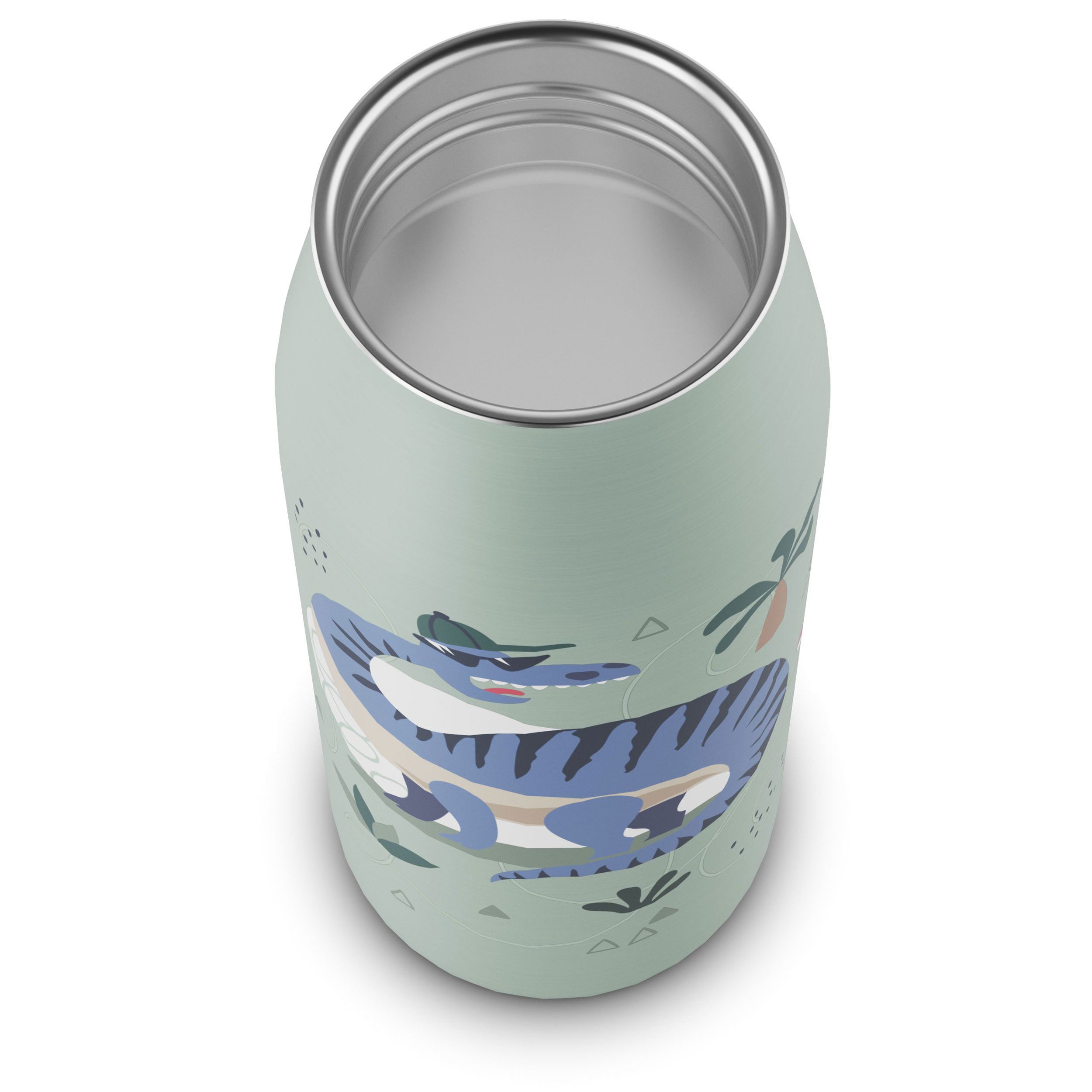 ALFI Isolierflasche, von oben, mit offenem Schraubverschluss, Edelstahl-Innenraum.