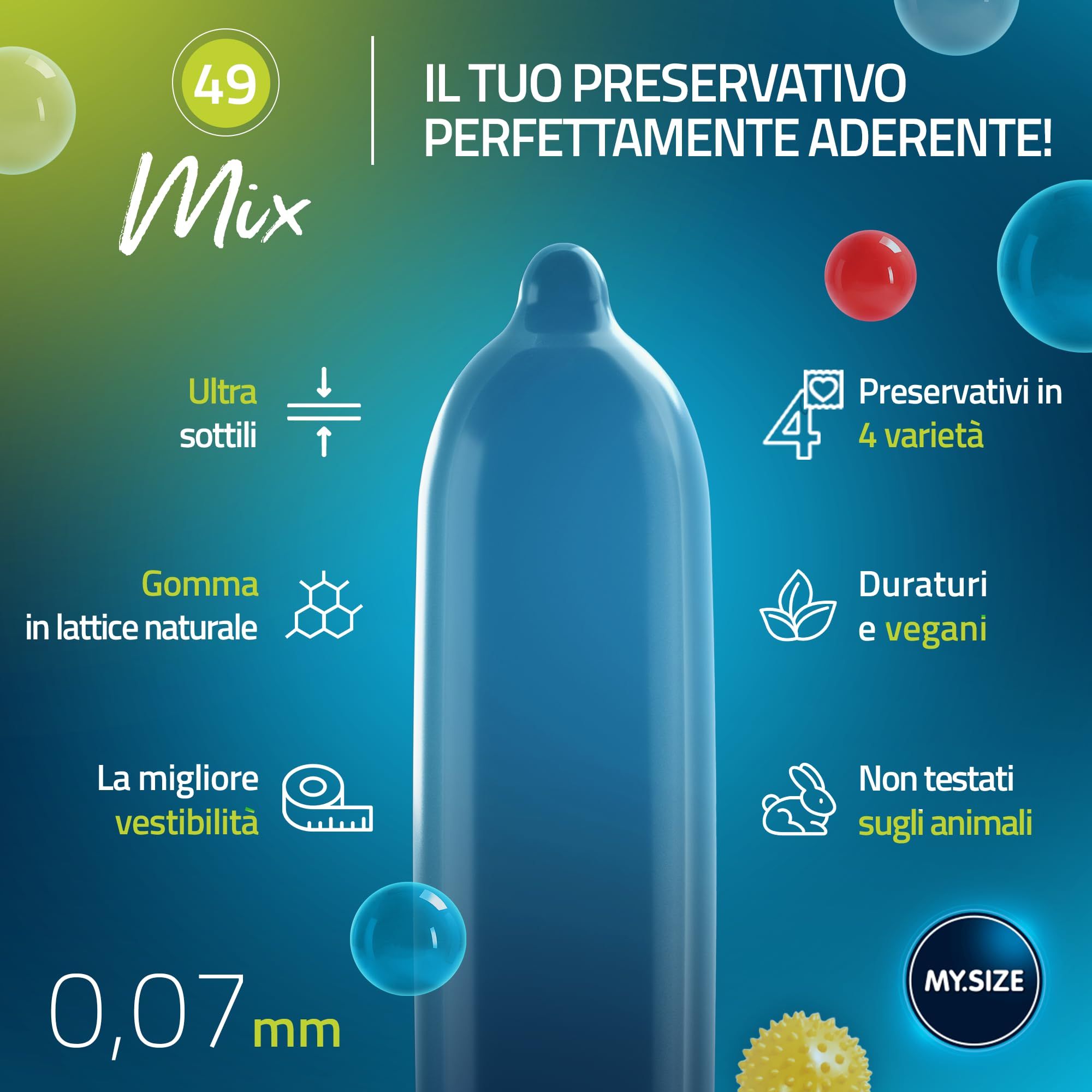 MY.SIZE blauer Kondom, ultra-dünn, 0,07mm. Naturlatex.
