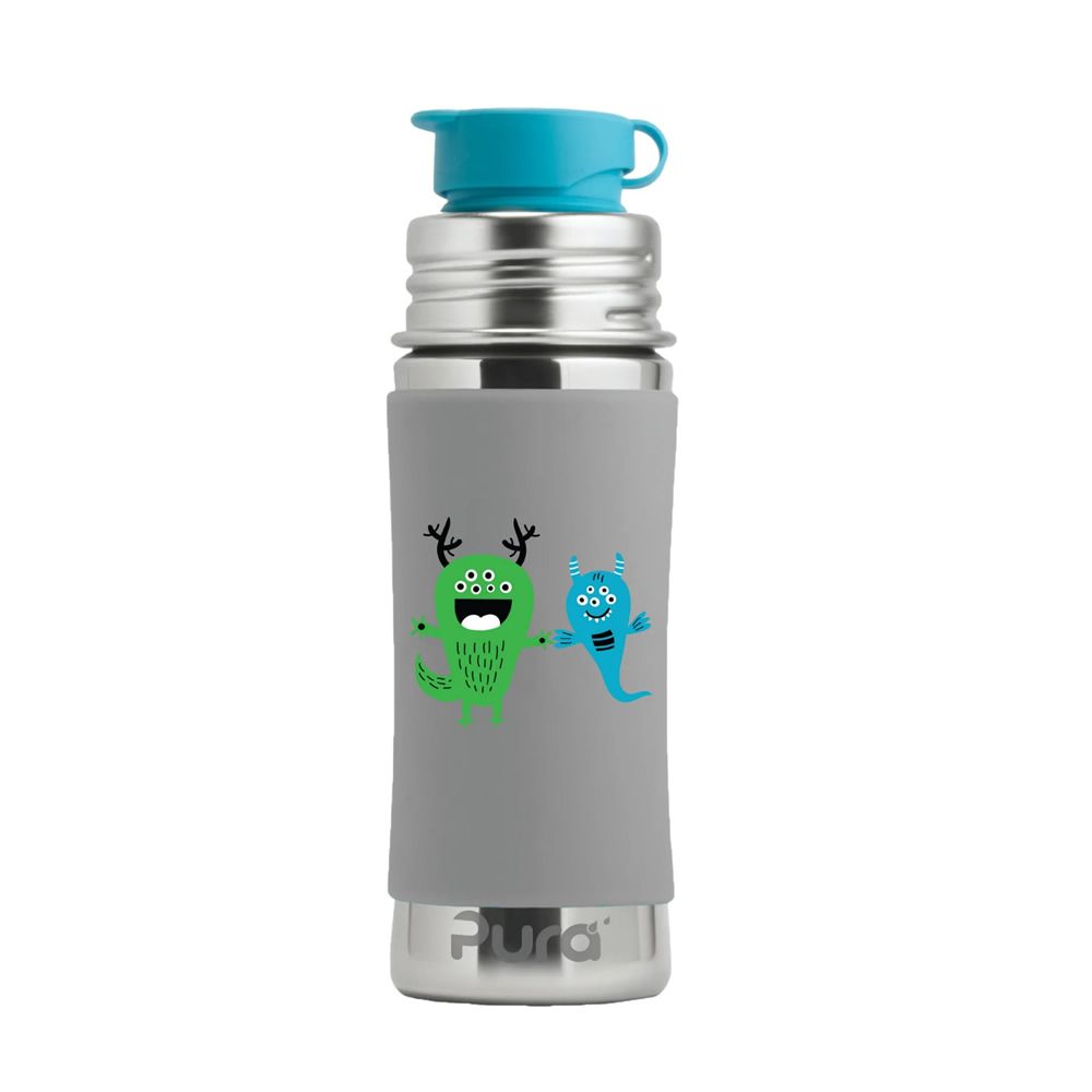 Purakiki SPORTflasche mit Silikon-Sleeve Monster