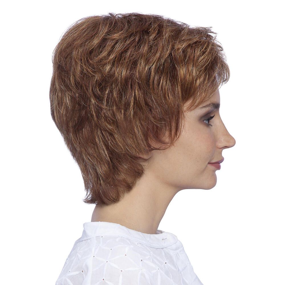 Perücke Julia von Lofty, braun-rot, kurze, gewellte Haare, Seitenansicht.