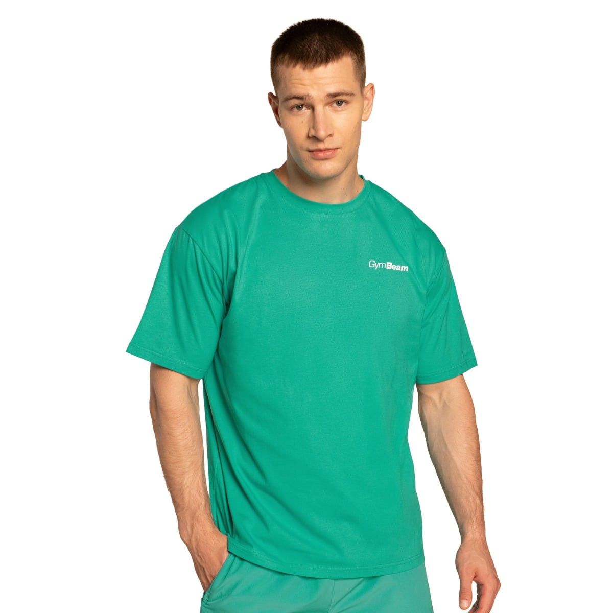GymBeam T-Shirt Herren Oversized Kurzarm Limitless Lagoon