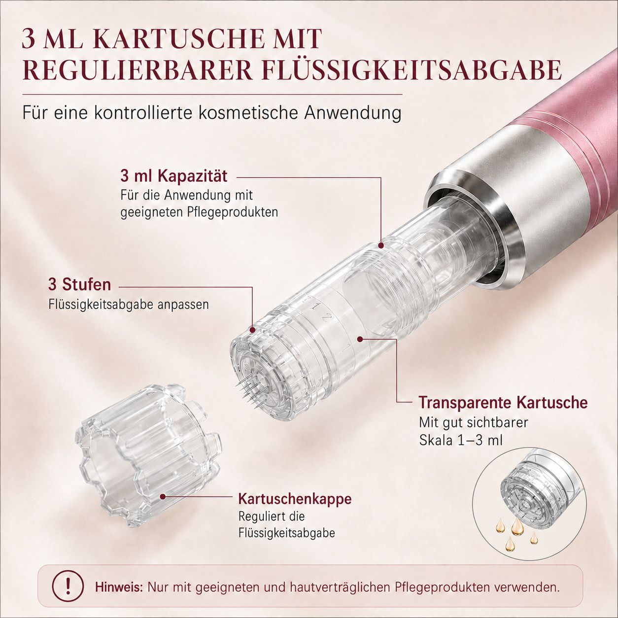 A3 Fusion Pen, neue Generation mit 3 ml Kartusche, einstellbare Abgabe, 5 Stufen & Sicherheitsstopp