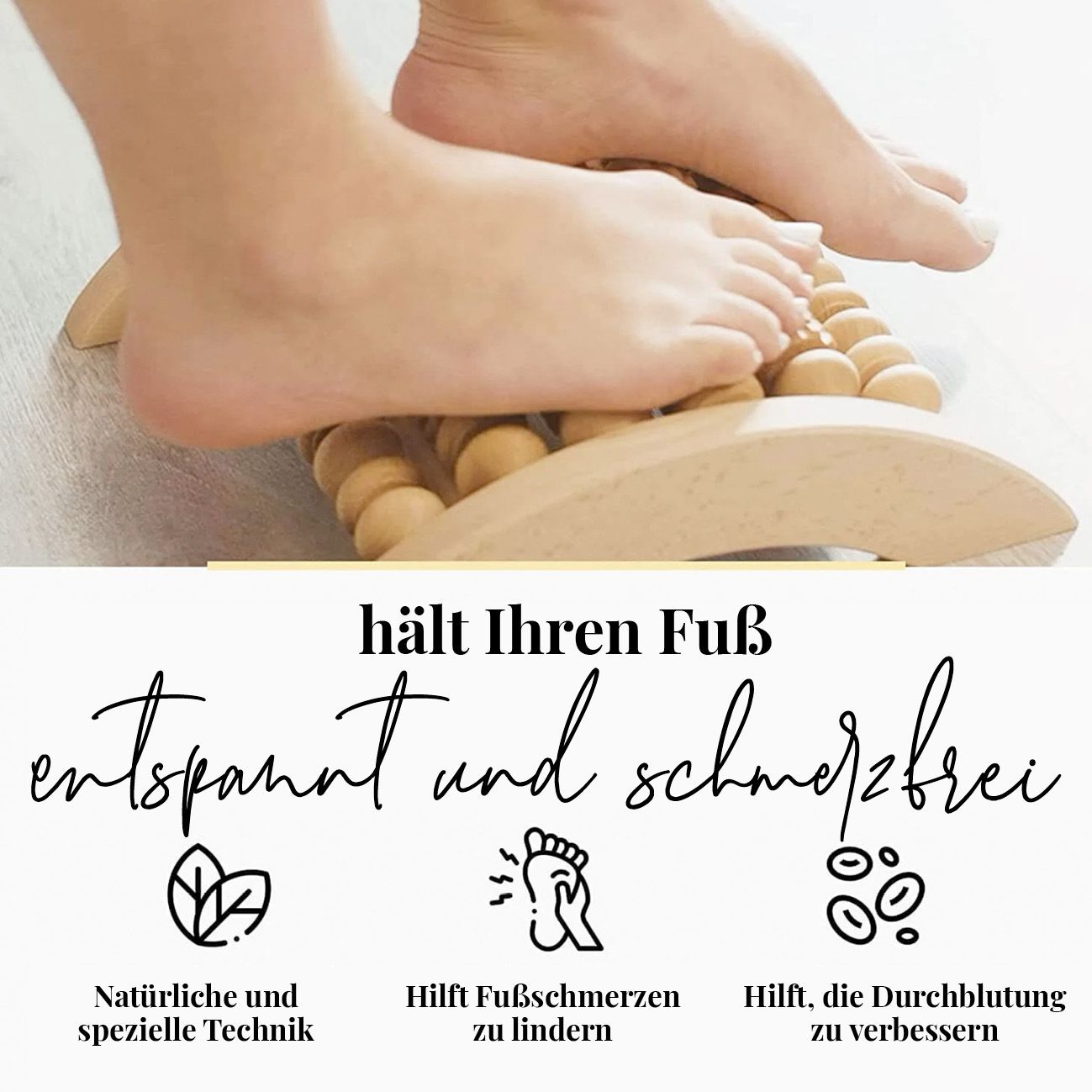 tuuli Massageroller Massagegerät Fuß Fußmassagegerät Fußroller Fußmassage aus Holz