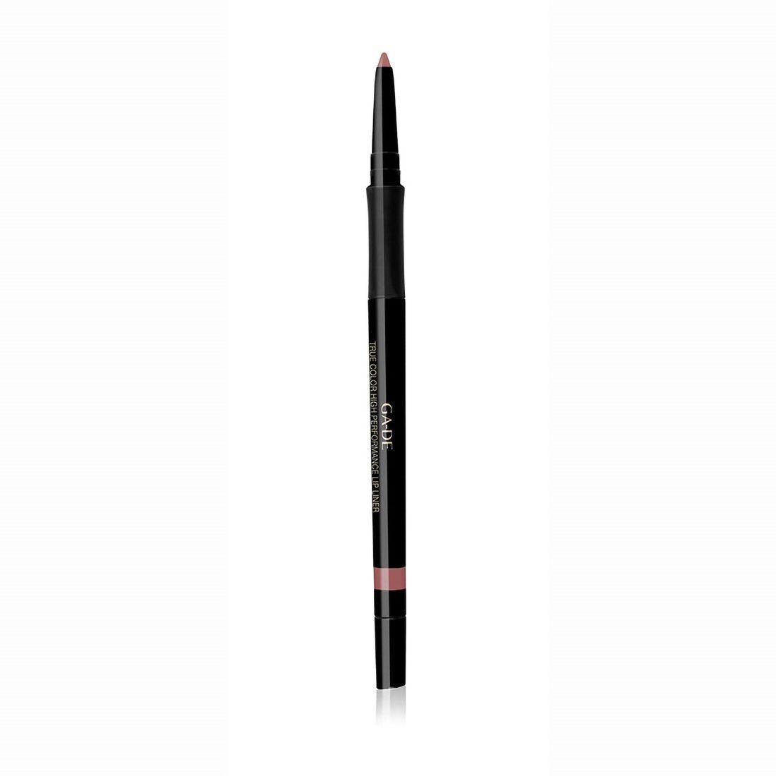 Schwarzer Lipliner-Stift mit rosafarbenem Stiftende. Der Stift trägt den Markennamen Ga-De.