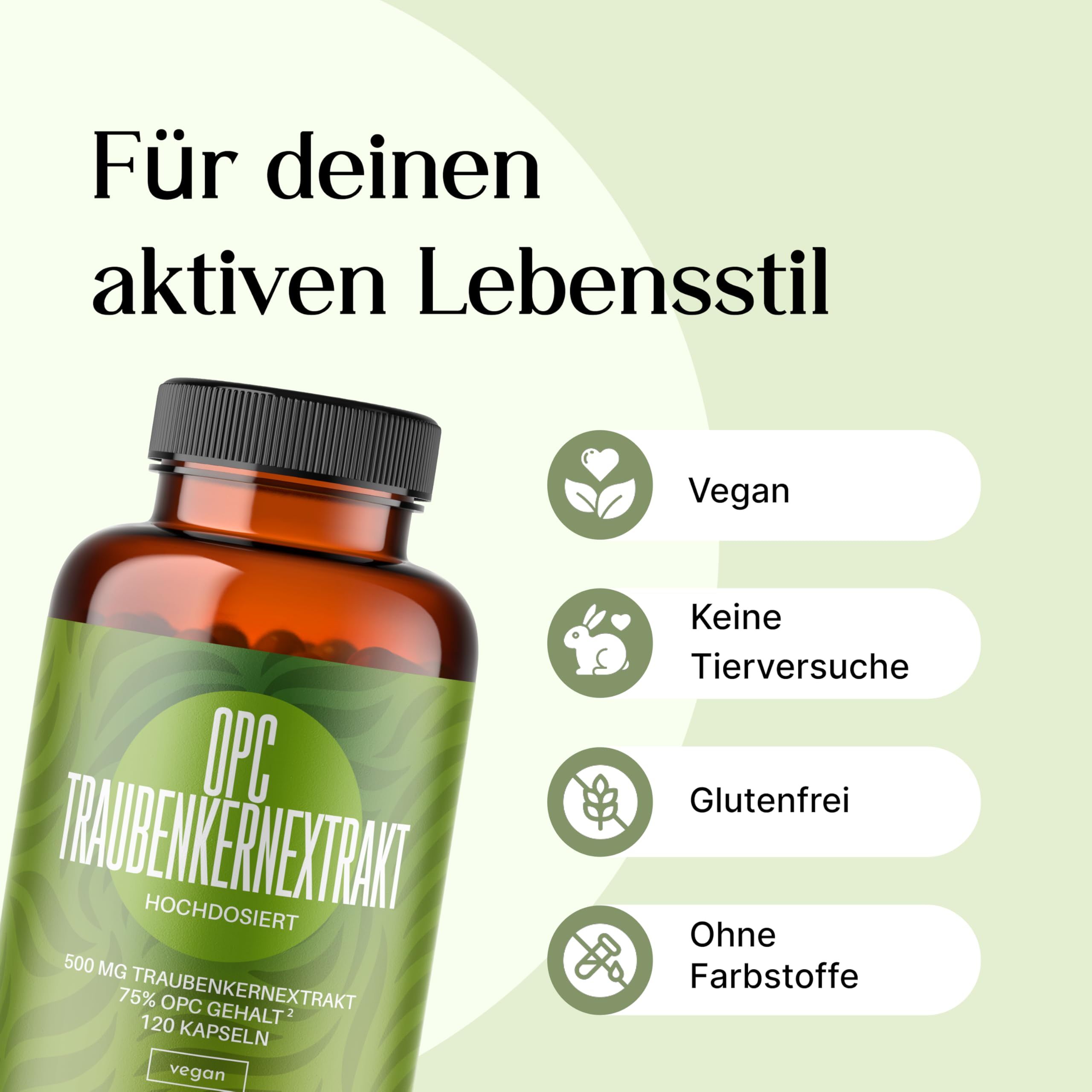 OPC Traubenkernextrakt Hochdosiert - 120 Kapseln - 4 Monate Vorrat - Nature Flow