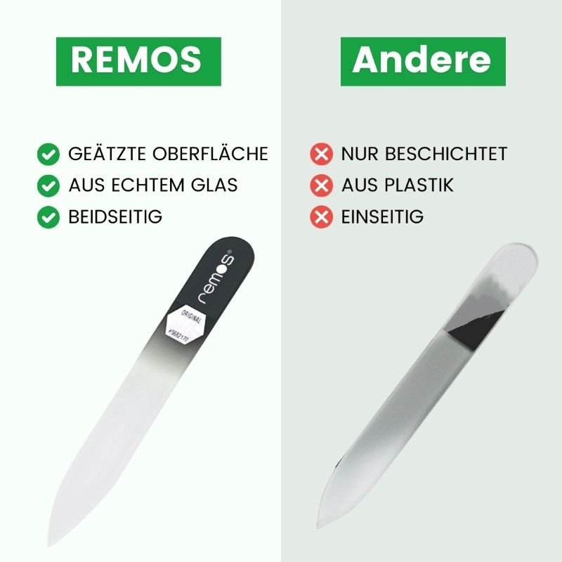 REMOS Glasnagelfeile, 8 cm, beidseitig