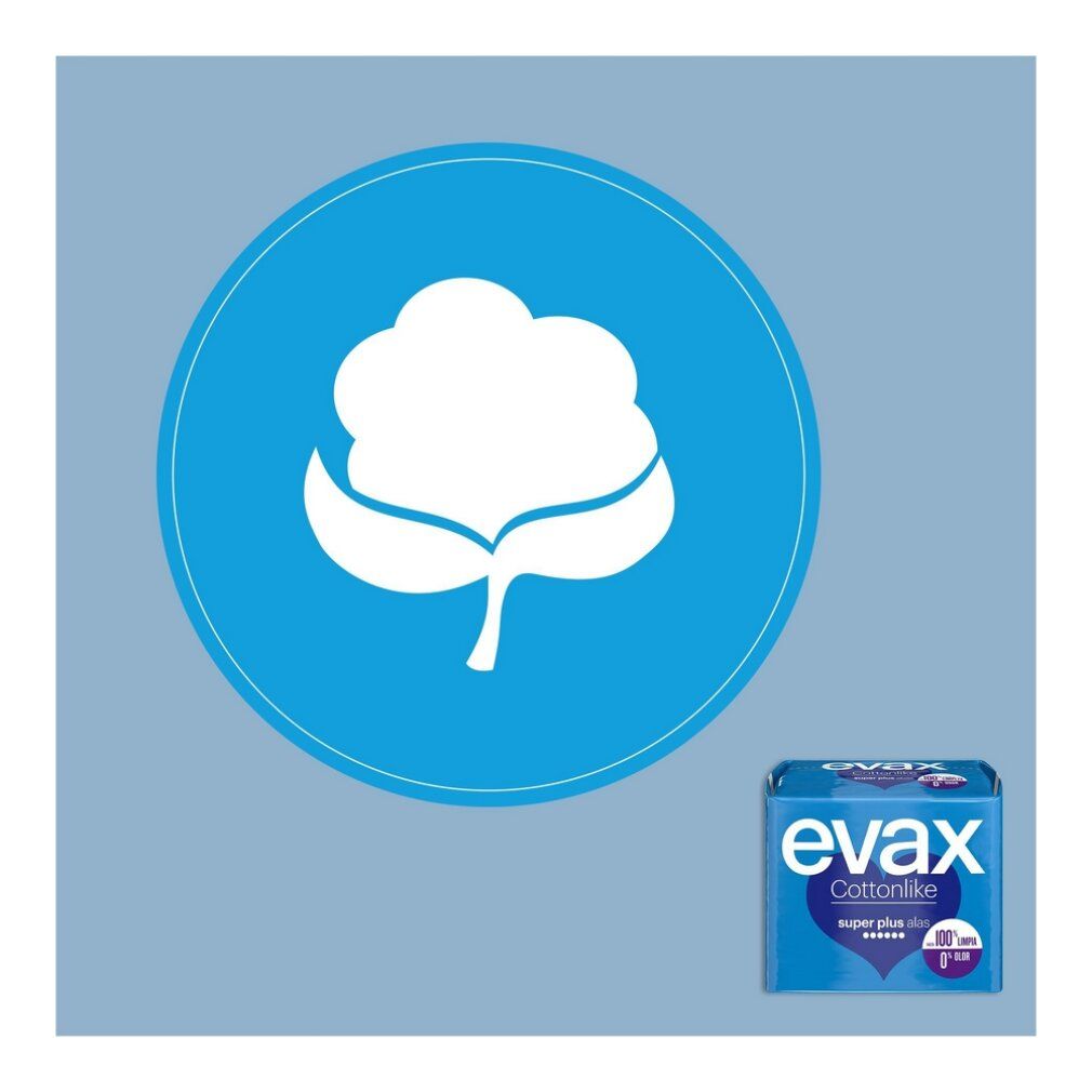 Evax Cottonlike súper Plus Damenbinden Mit Flügeln