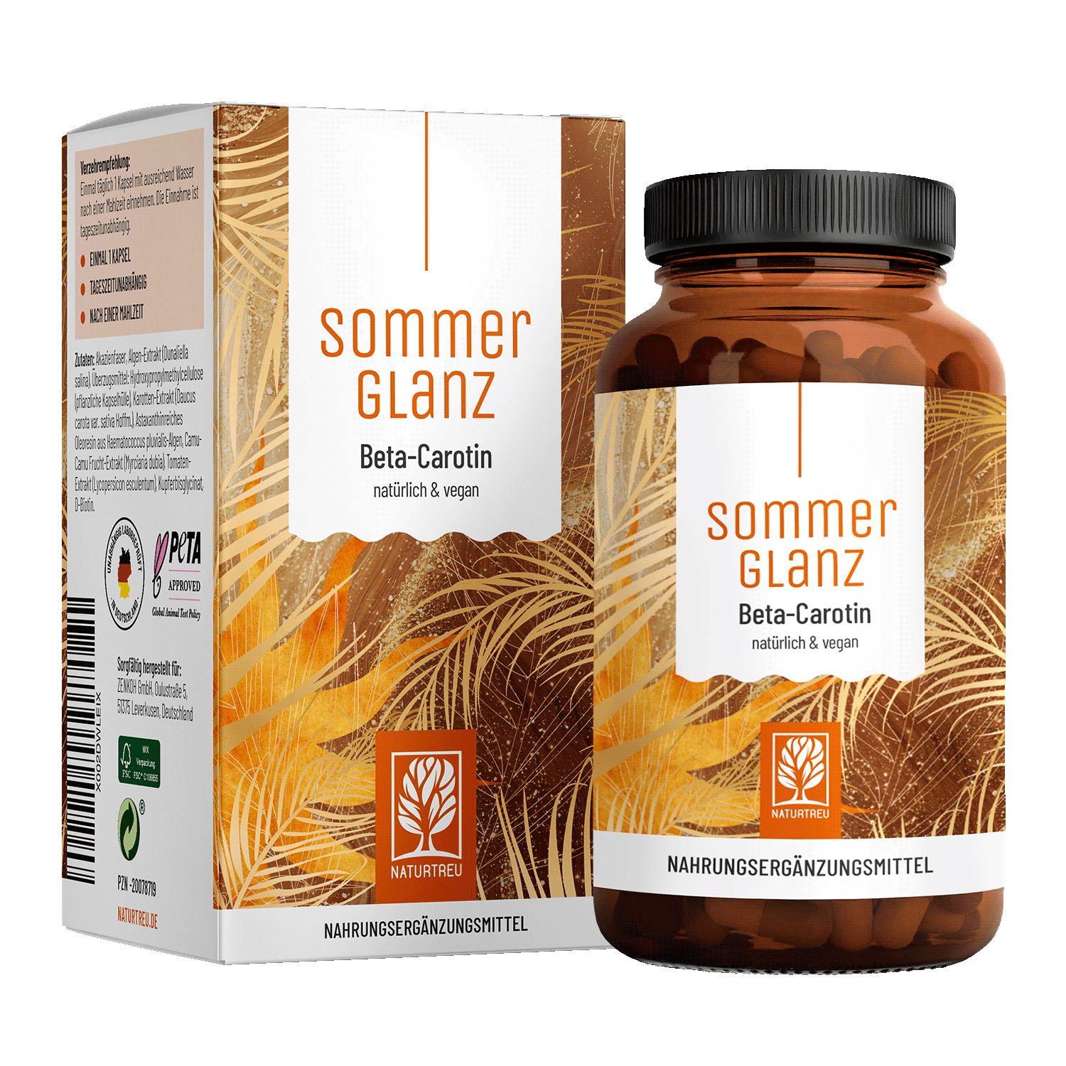 Sommerglanz Beta-Carotin natürlich & vegan - Naturtreu® 38,8 g Kapseln