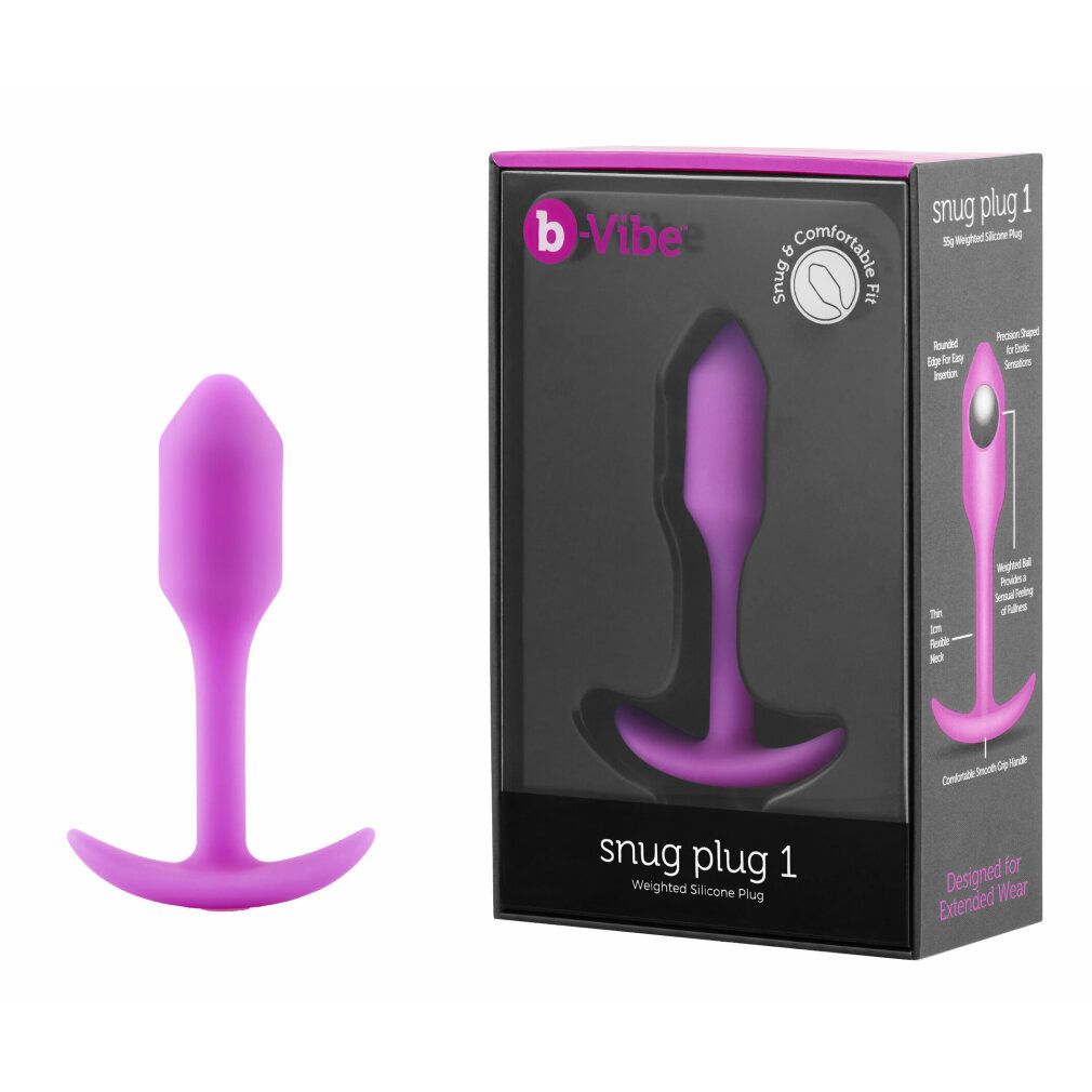 Farbiger Anus-Plug mit T-förmiger Basis. Neben der Verpackung mit Produktname und Logo.