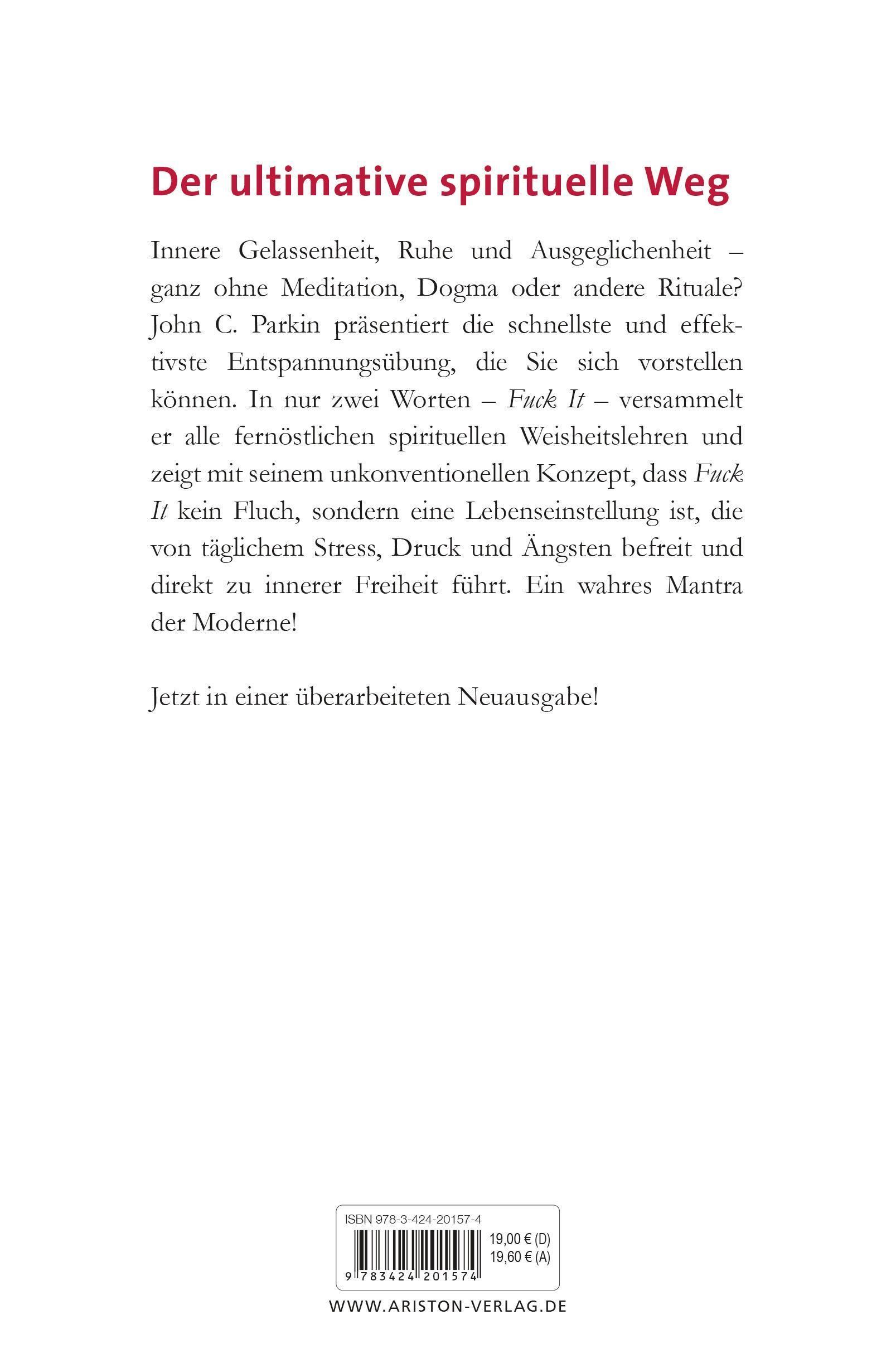 Buchrückseite mit Text. Titel "Der ultimative spirituelle Weg". Text in schwarzer Schrift auf weißem Hintergrund. ISBN-Code unten.