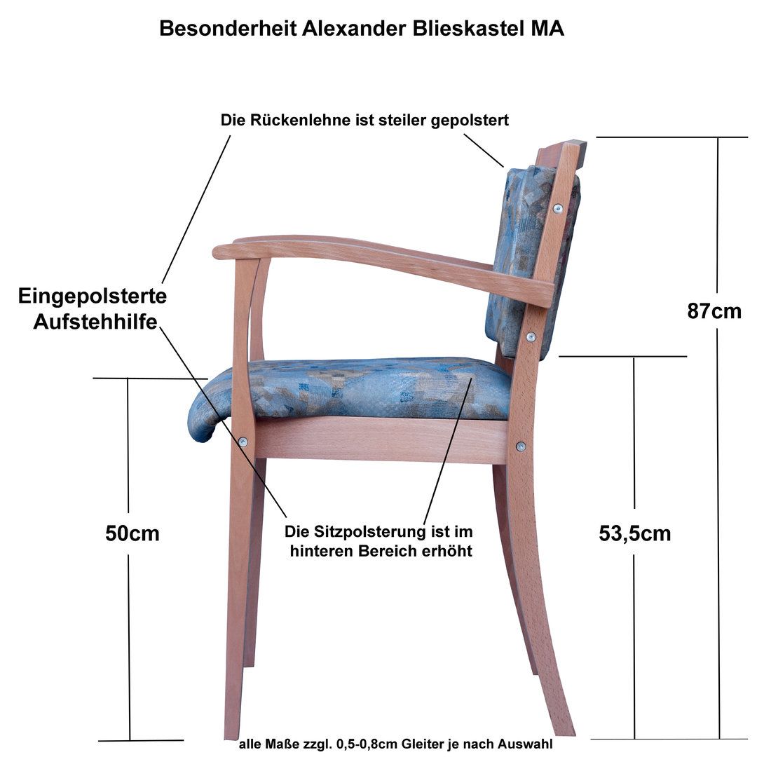 einrichtungsdesign24 Hüftstuhl / Seniorenstuhl mit Armlehnen Alexander Blieskastel