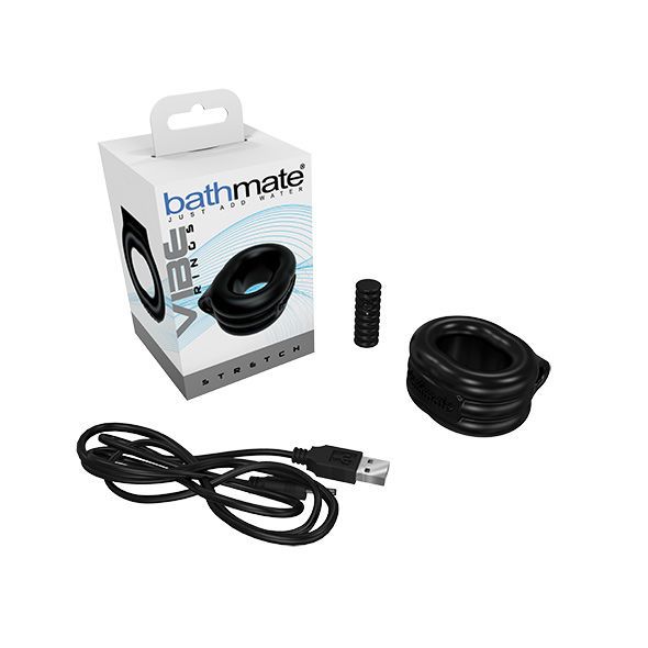 Produktverpackung mit Ring, Zylinder und USB-Kabel. Aufschrift: "bathmate".