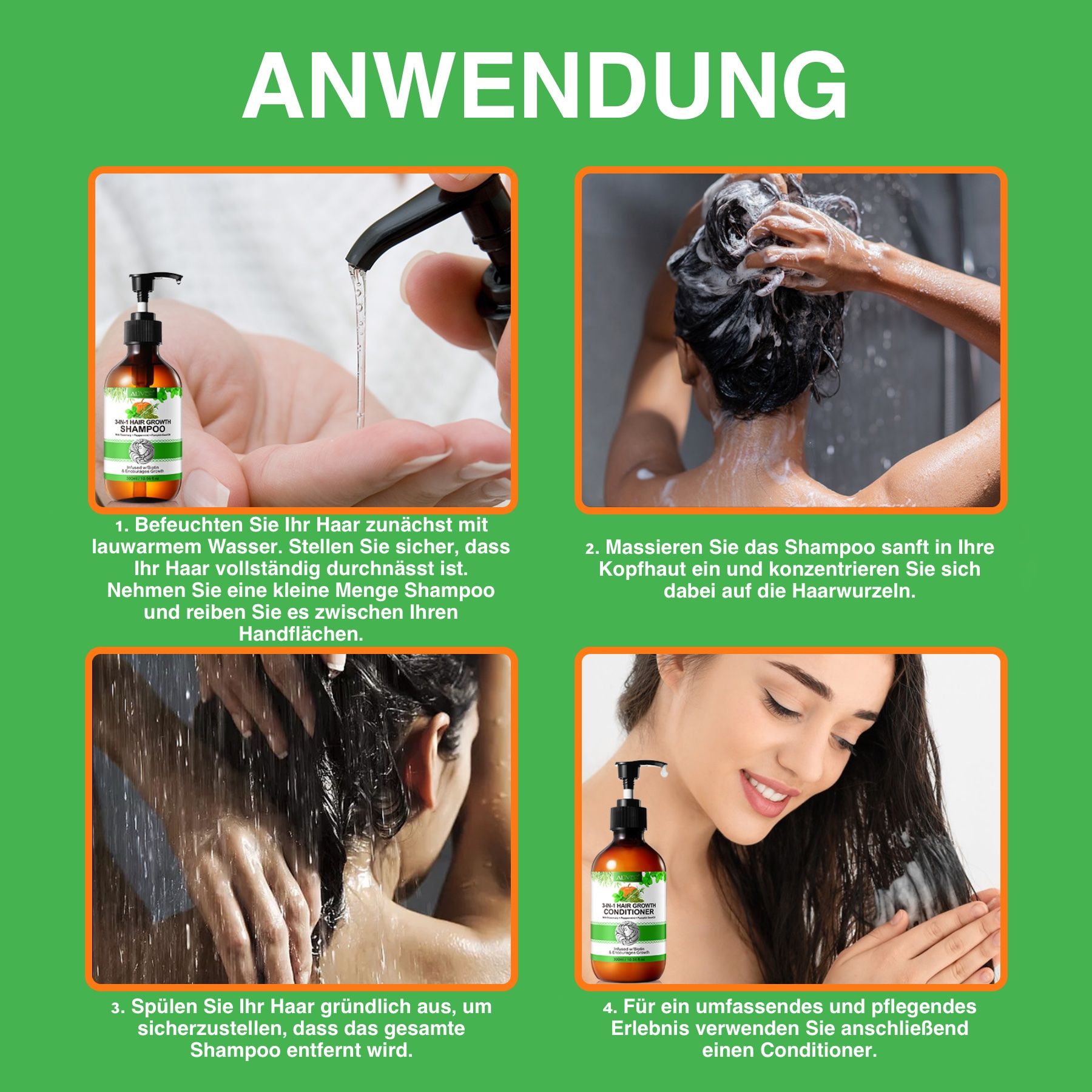 ALIVER 3-in-1 Rosmarin Minze Kürbis Haarshampoo