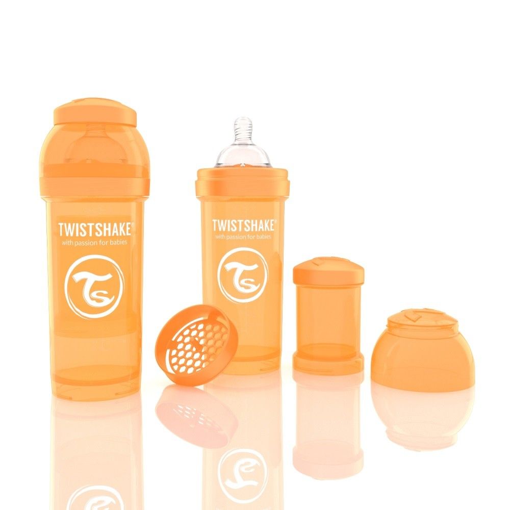 Twistshake Anti-Kolik Trinkflasche mit Silikonsauger und Milchpulverportionierer 260ml