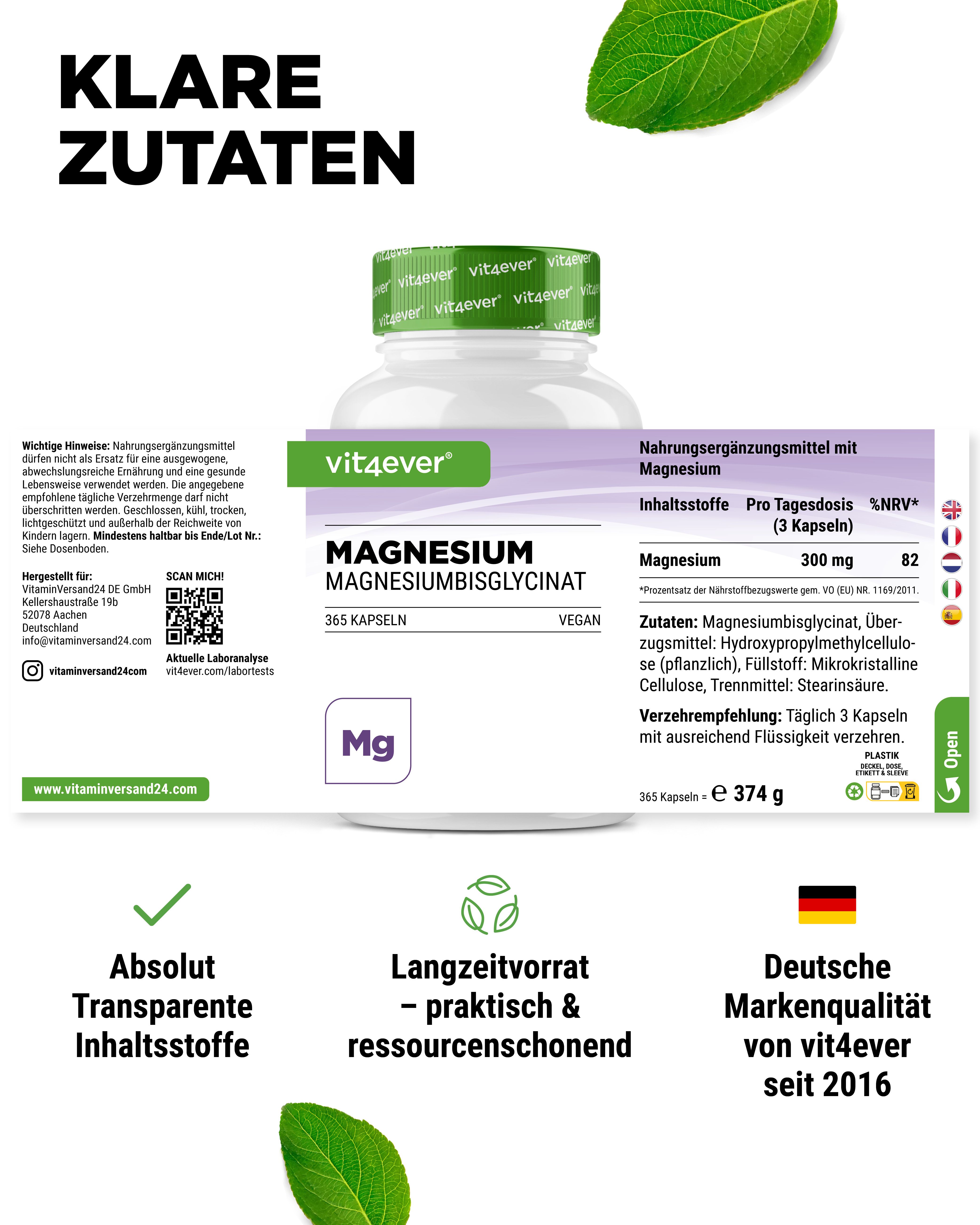 vit4ever Magnesium - Magnesiumbisglycinat