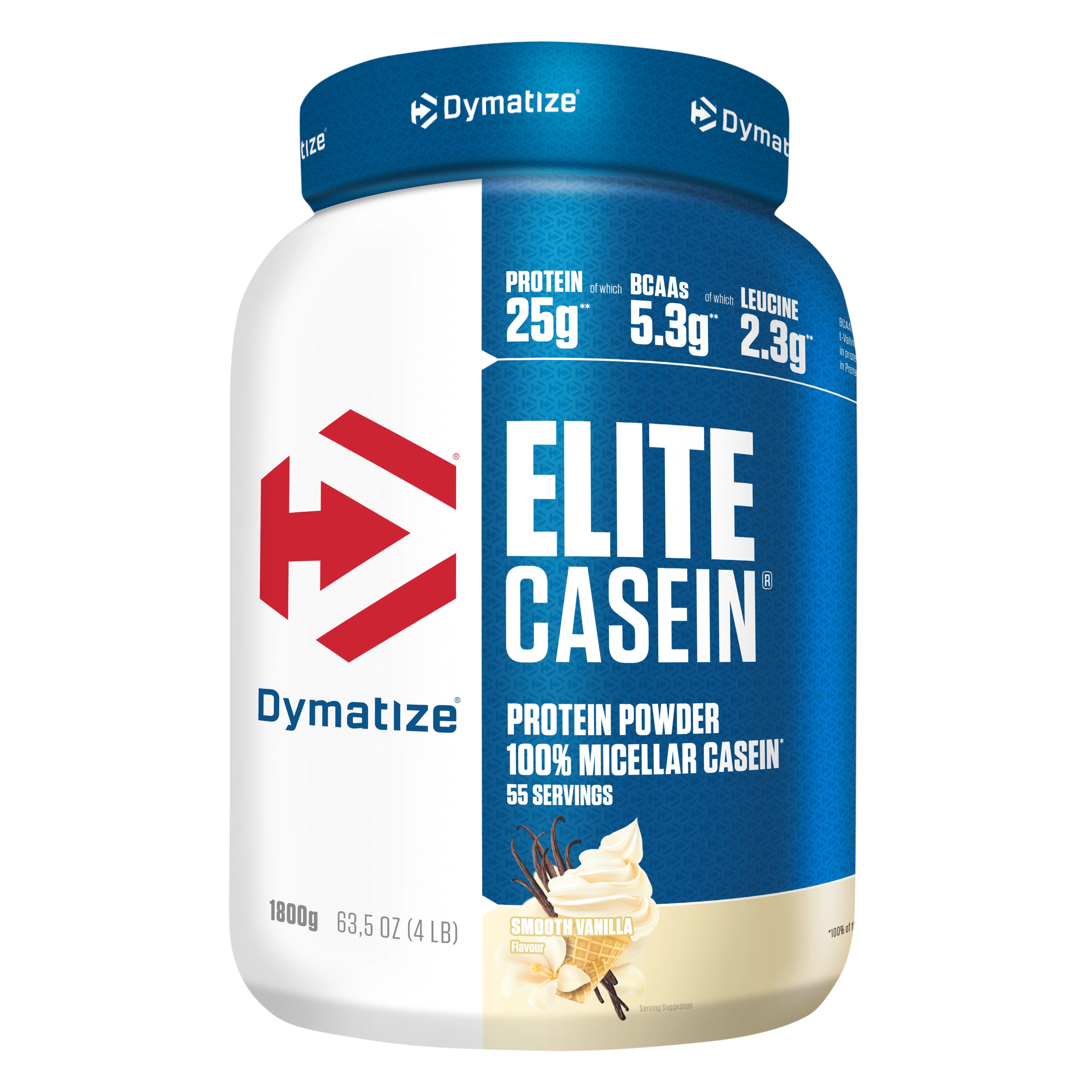 Dymatize Elite Casein Protein Pulver Behälter, 100% Micellar Casein, 55 Portionen.