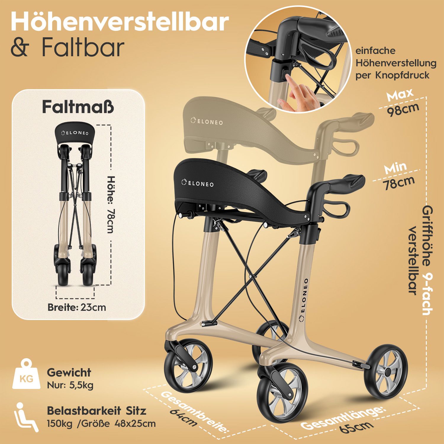 ELONEO Carbon Rollator - L
