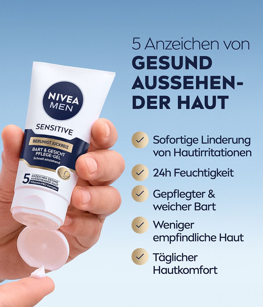 NIVEA MEN Bart & Gesichtspflege Gel Sensitive 24h Feuchtigkeit lindernd